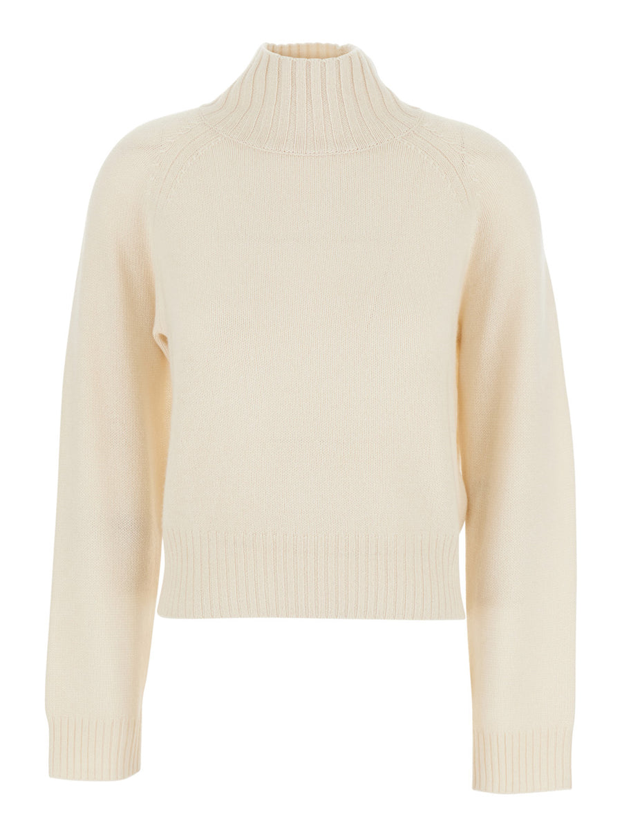 White High Neck Cashmere Jumper Tops
