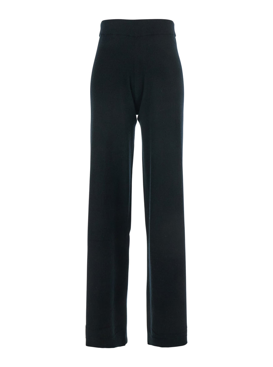 Black High Waisted Trousers Cashmere And Wool Blend Virgin