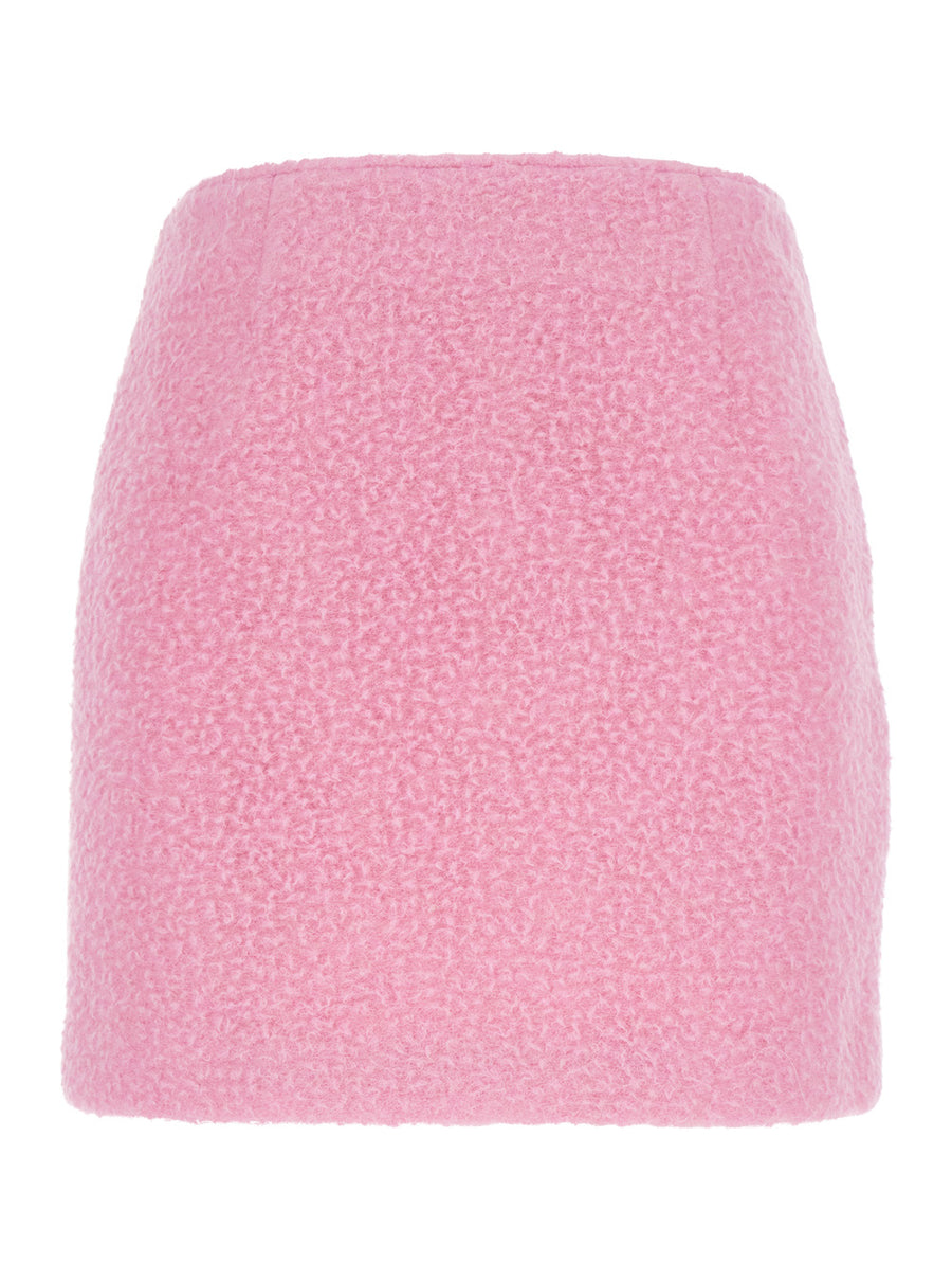 Pink Mini Skirt With Hidden Closure Fabric