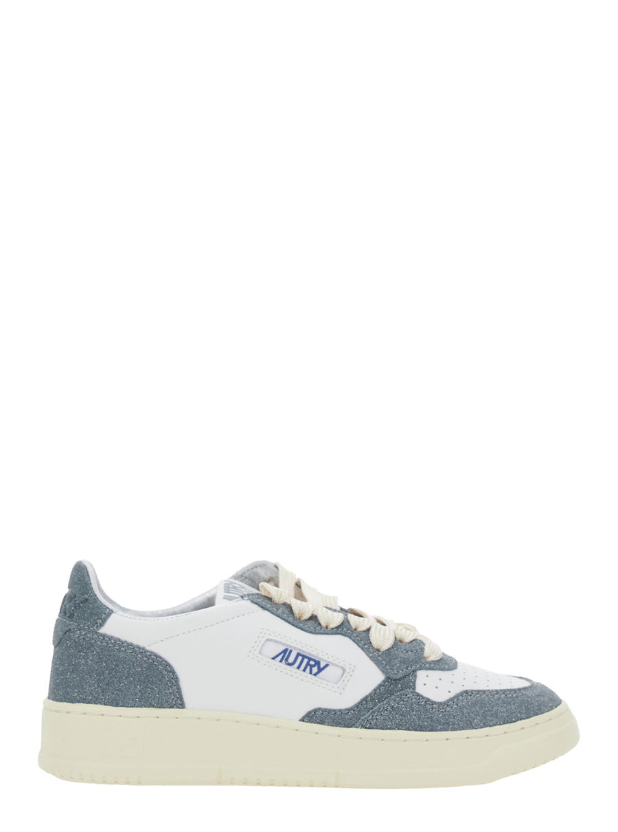 Blue Low Top Sneakers With Logo Detail Cow Leather Trainers