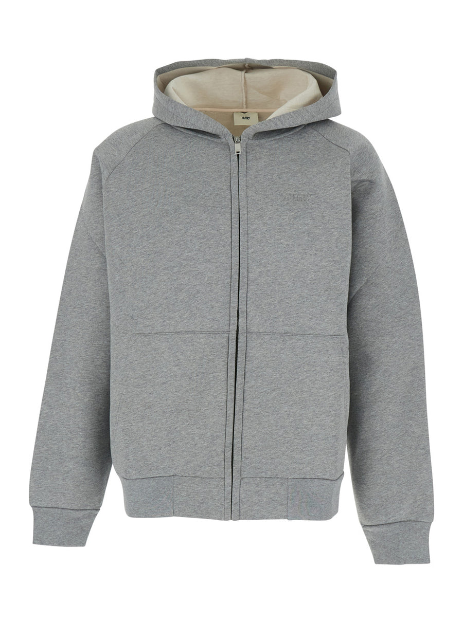 Grey Neoprene Hoodie With Dropped Shoulders Sweatshirts
