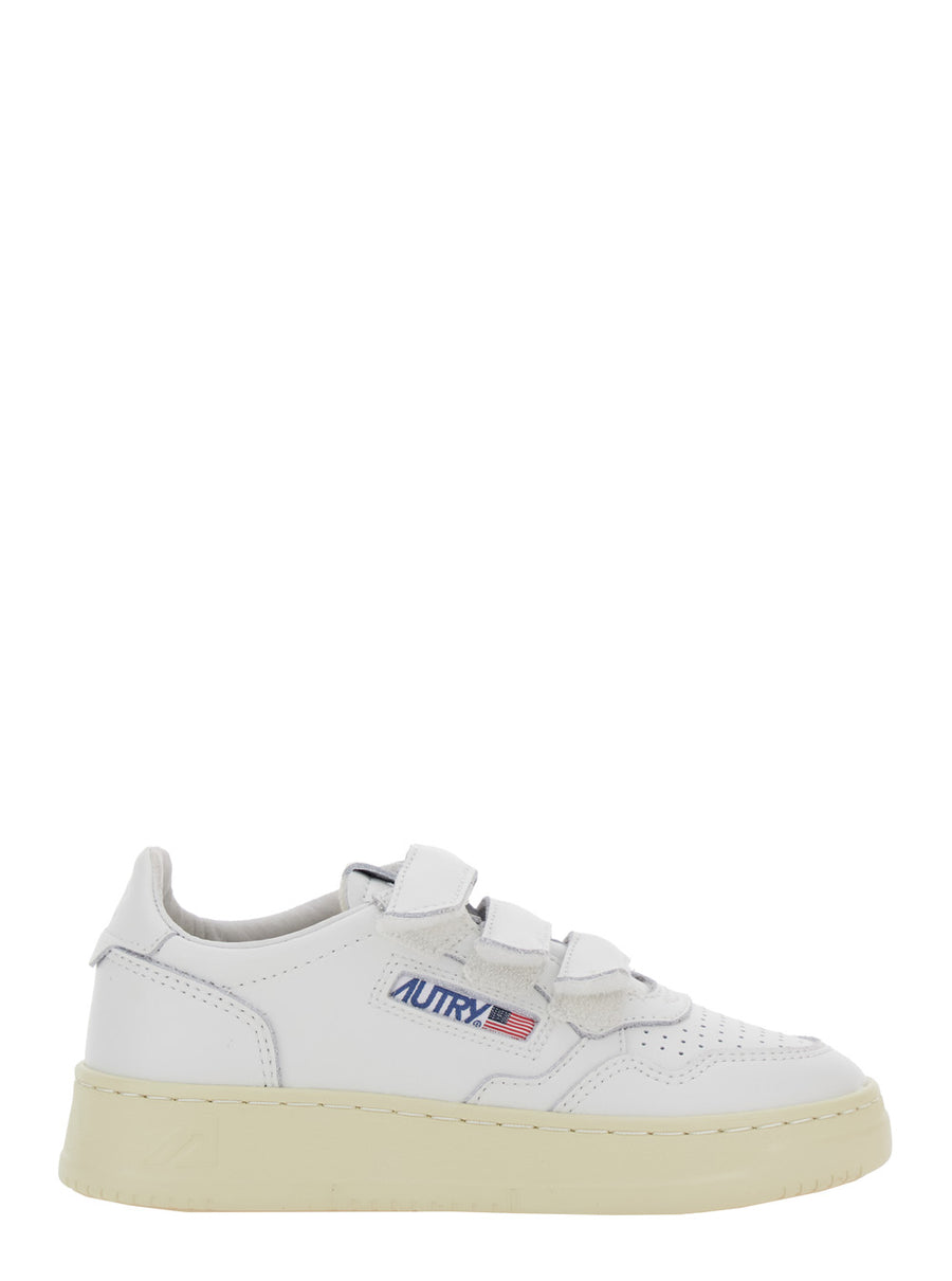 Kidstripes White Low Top Sneakers With Logo Patch Cow Leather Trainers