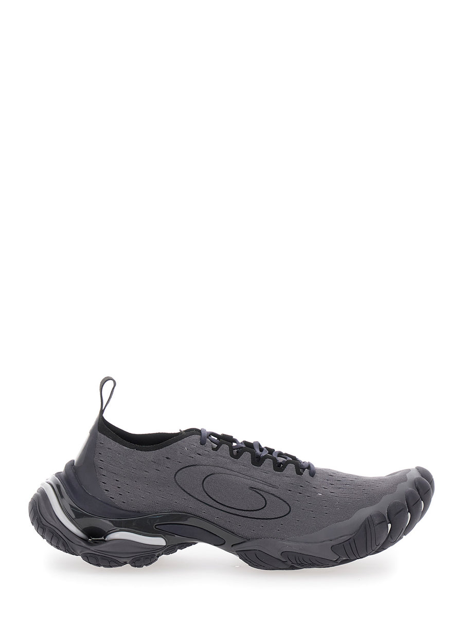 Black Sneaker With Anatomical Five-Toe Shape Polyester Trainers