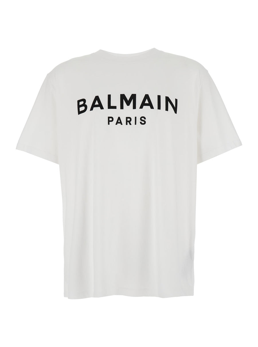 White Crewneck T-Shirt With Logo Cotton T-shirts