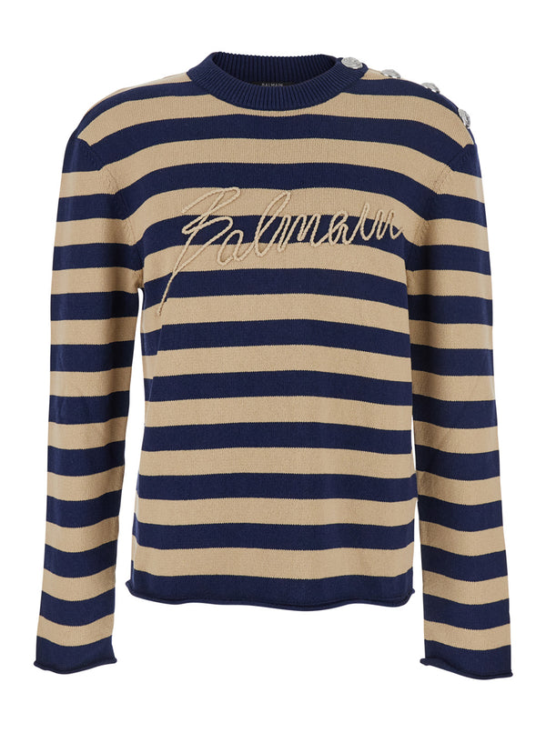 Sweater Blue Wool With Logo Lettering Многоцветный Tops