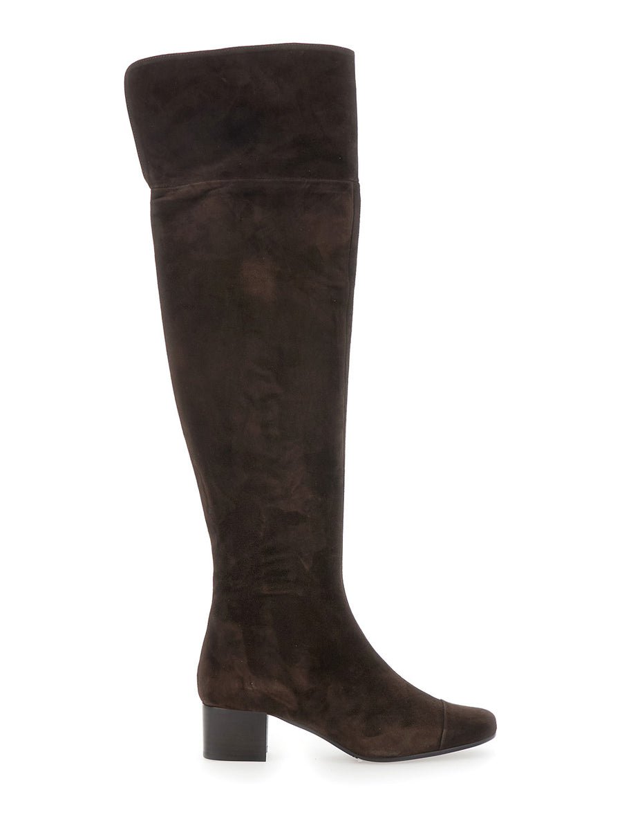 Brown Ankle Boots With Side Zip Closure Calf Suede