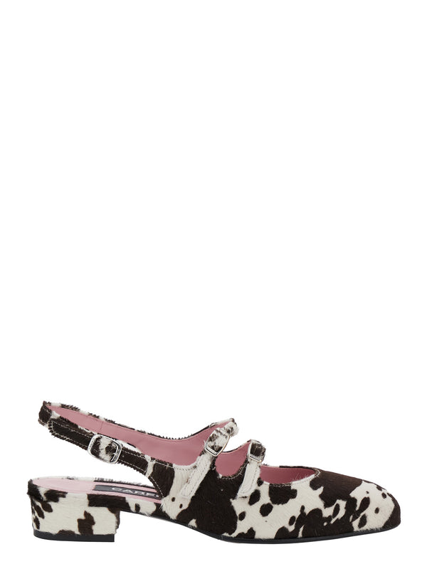 Multicolor Slingback Ballet Shoes With Buckle Calf Ballerina