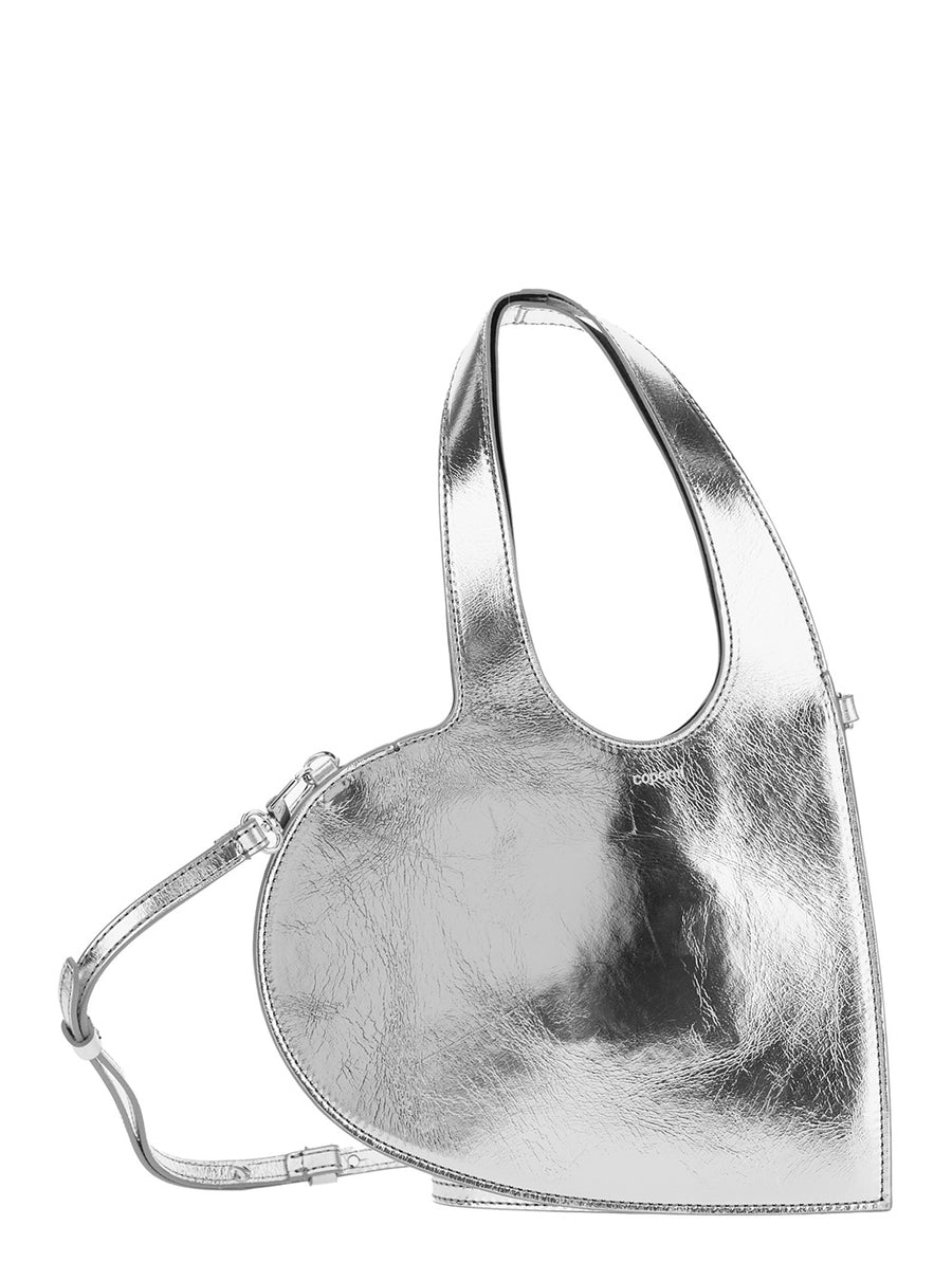 Heart-Shaped Metallic Crossbody Bag Cow Leather Shoulder