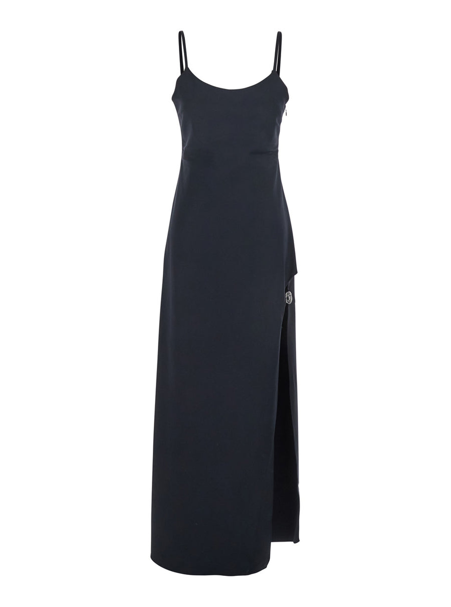 Black Long Dress With Thin Straps Cotton