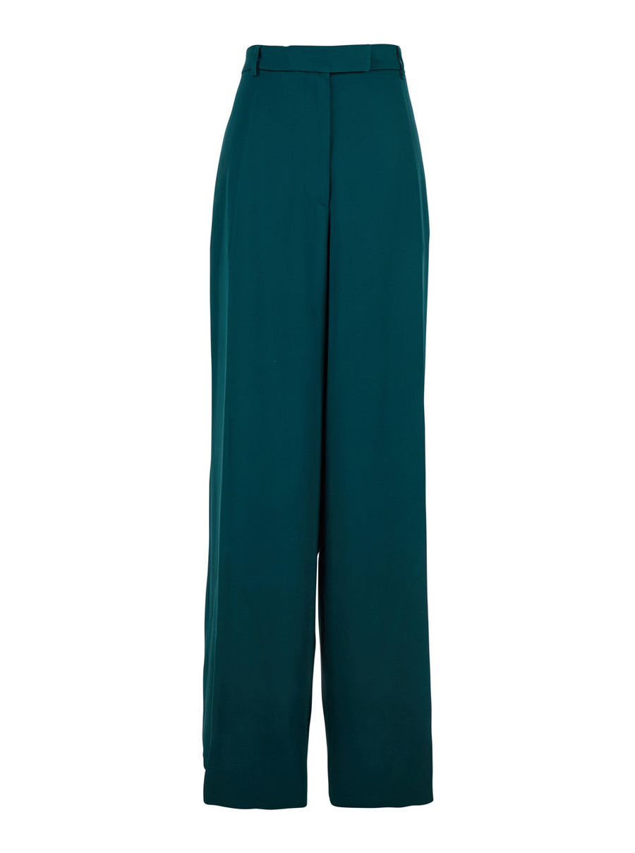 Blue Fabric Trousers With Belt Loops Acetate