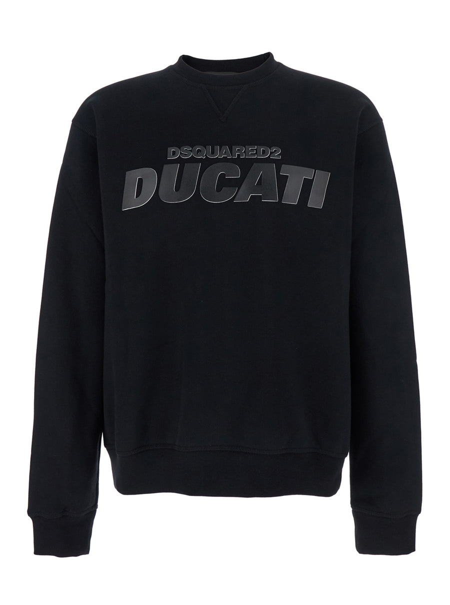 Ducati X D2 Black Sweatshirt With Logo Cotton Sweatshirts