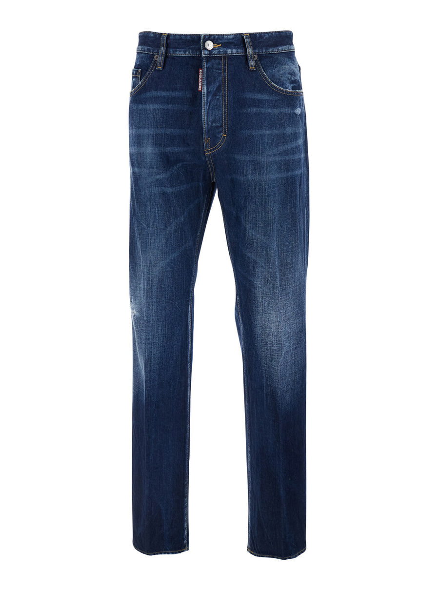 Blue Jeans With Logo Patch Denim