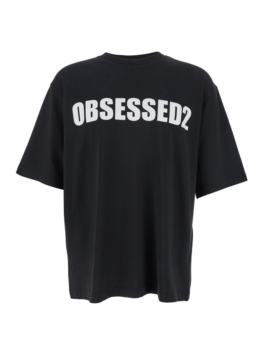 Black Crewneck T-Shirt With Logo Cotton T-shirts