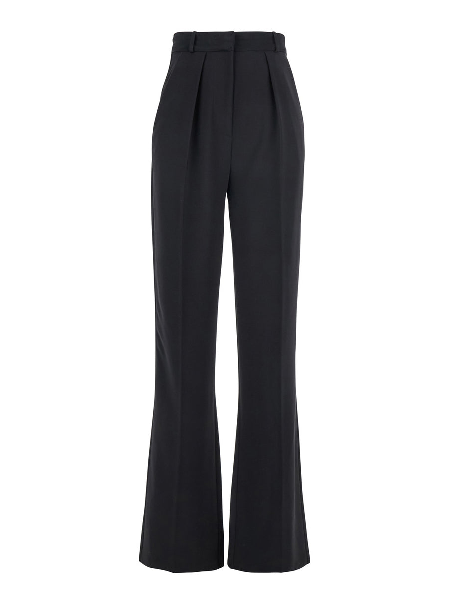 Black Trousers With Pleated Details Polyester