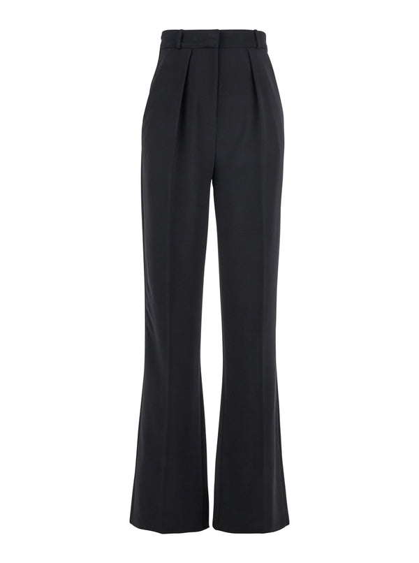 Black Trousers With Pleated Details Polyester