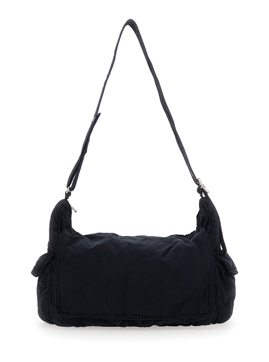 Shoulder Bag Black Cotton Twill
