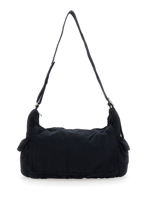 Shoulder Bag Black Cotton Twill