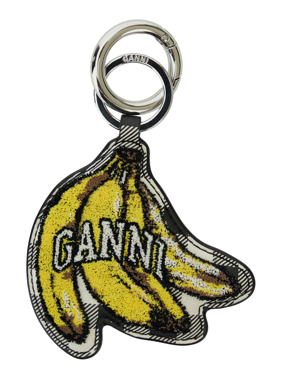 Multicolor Banana Shaped Keyring Recycled Leather Accessory