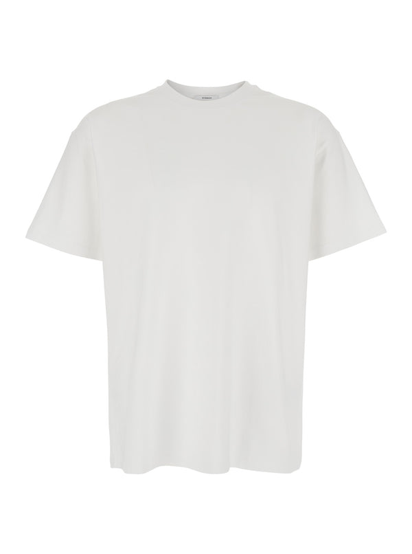 White Crewneck T-Shirt With Rear Logo Cotton T-shirts