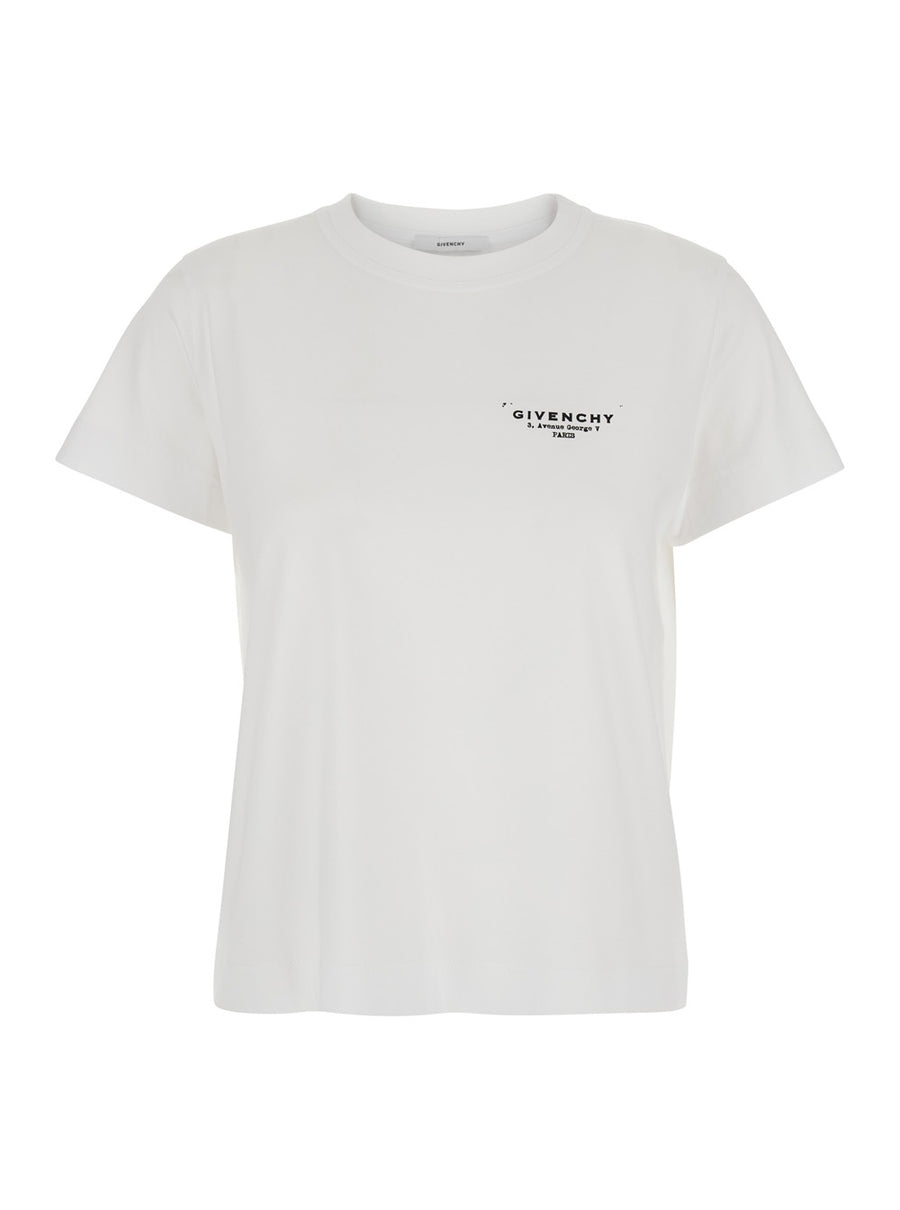 White Crewneck T-Shirt With Logo Detail Cotton T-shirts & Jerseys