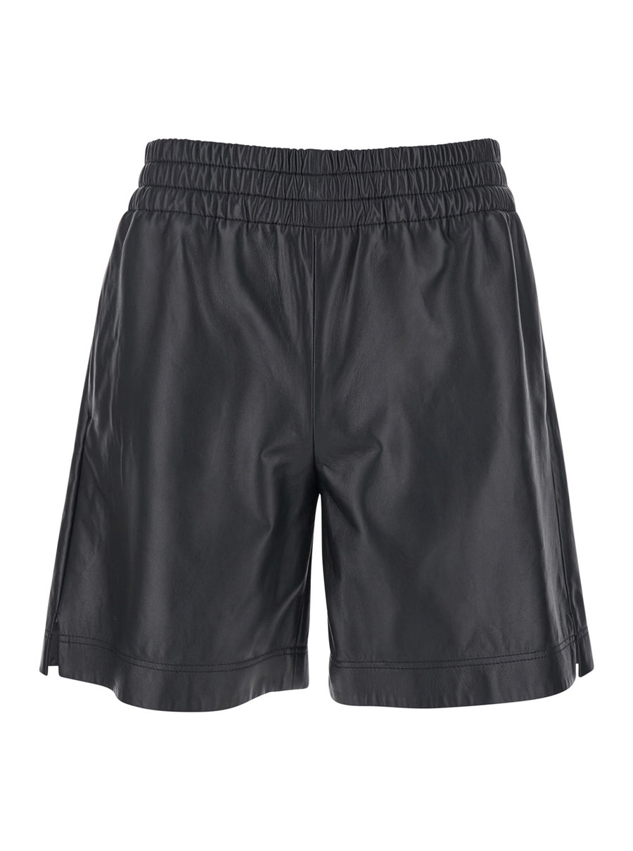 Black Bermuda Shorts With Elasticated Waist Lamb