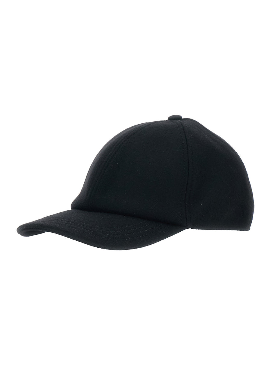 Black Wool Baseball Cap With Logo Hat