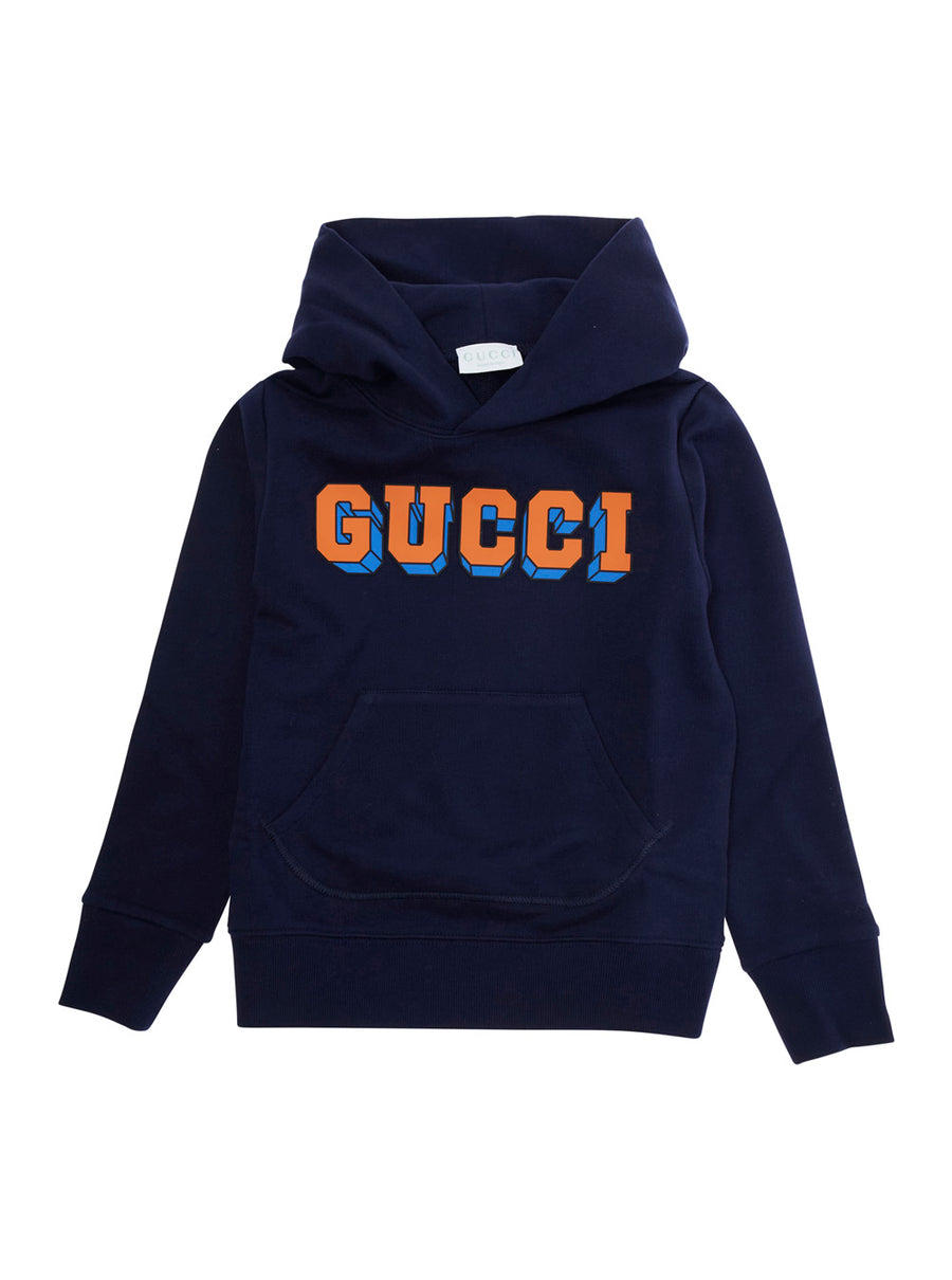 Blue Sweatshirt With Logo Lettering Cotton Hoods & Sweatshirts