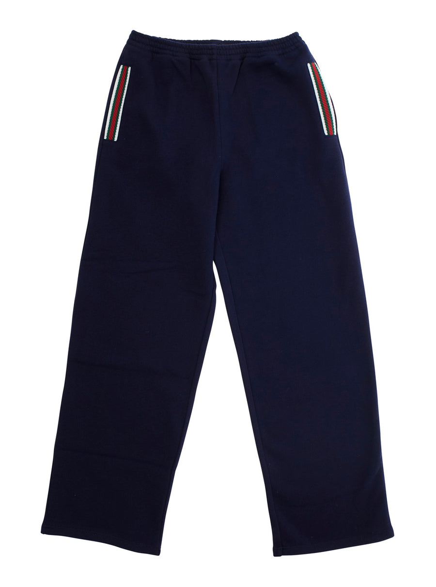 Blue Trousers With Side Web Pattern Fabric