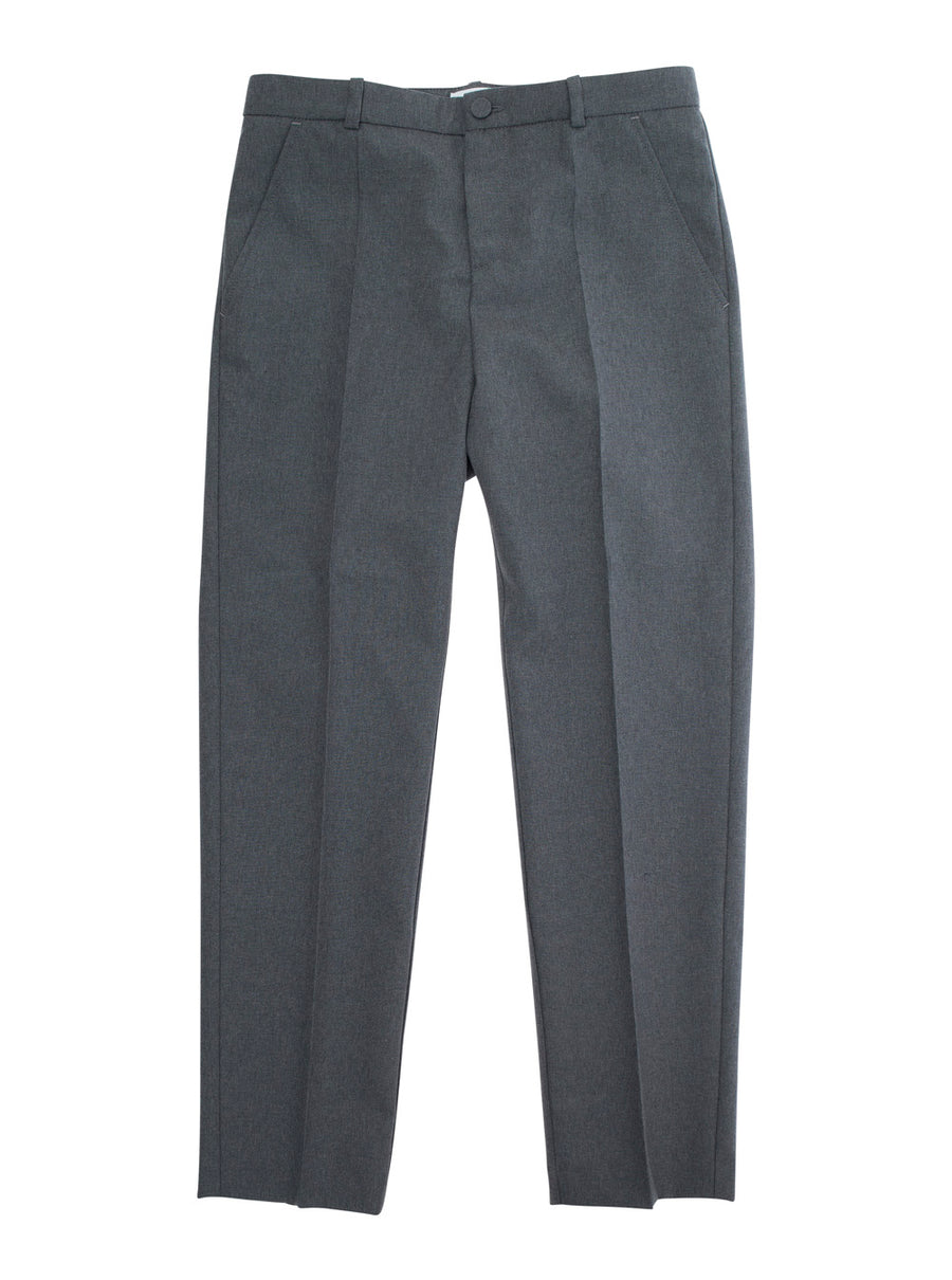 Grey Trousers With Front Plisse And Logo Fabric