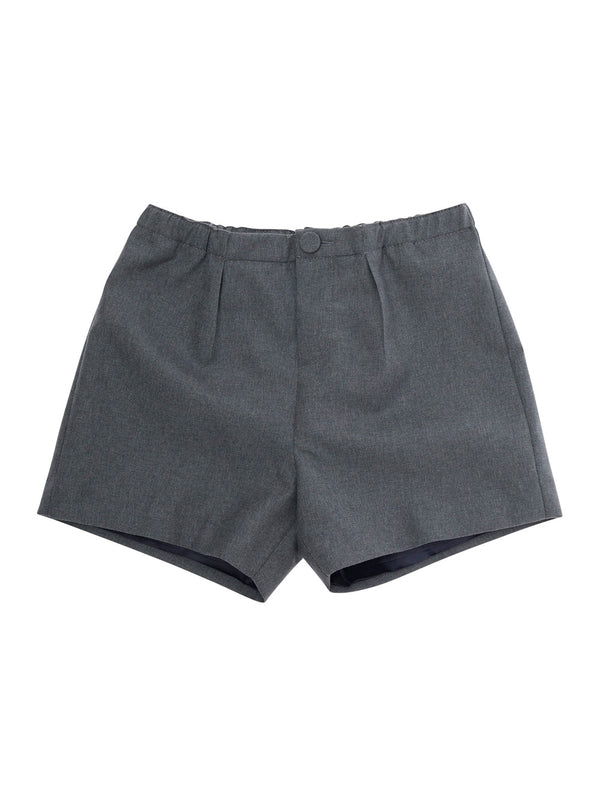 Grey Shorts With Elastic Waist Fabric