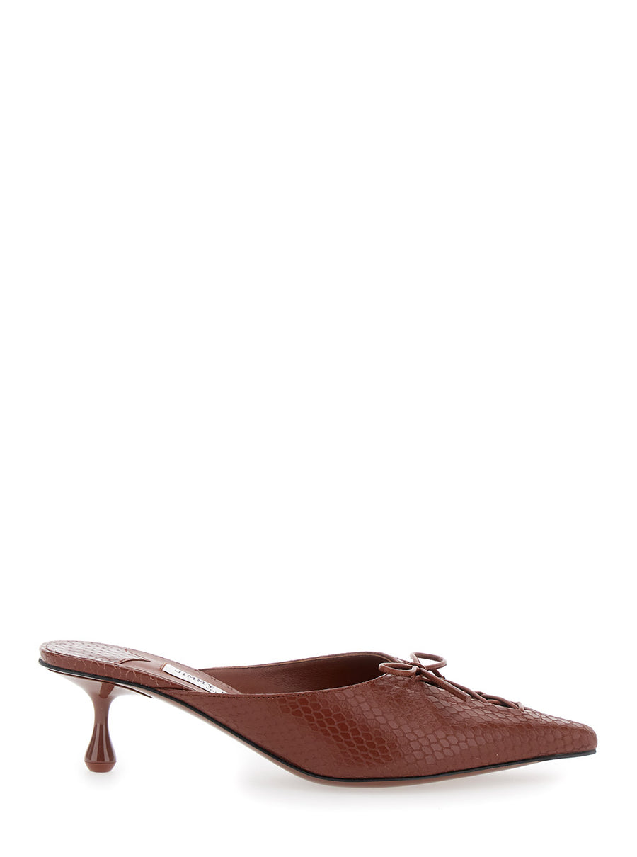 Brown Mules With Sculpted Heel Leather