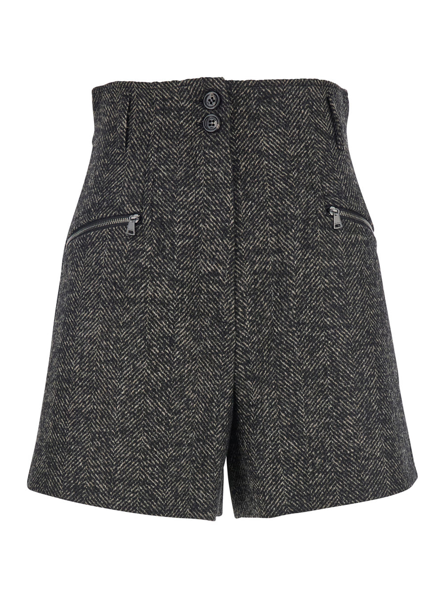 Brown Virgin Wool Blend Shorts