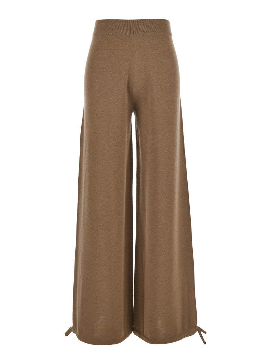 Brown Wool Pants With Elastic Waist Virgin Trousers