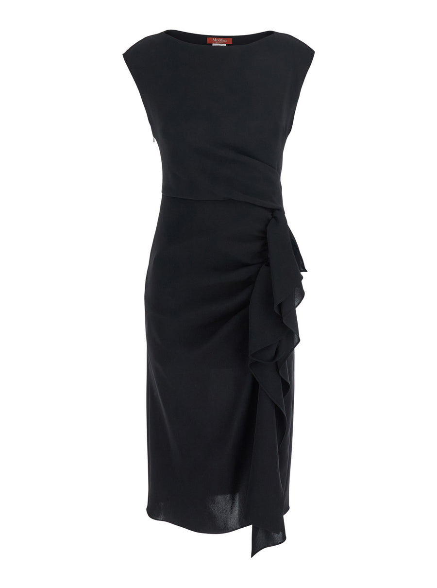 Aia Black Dress With Boat Neckline Triacetate