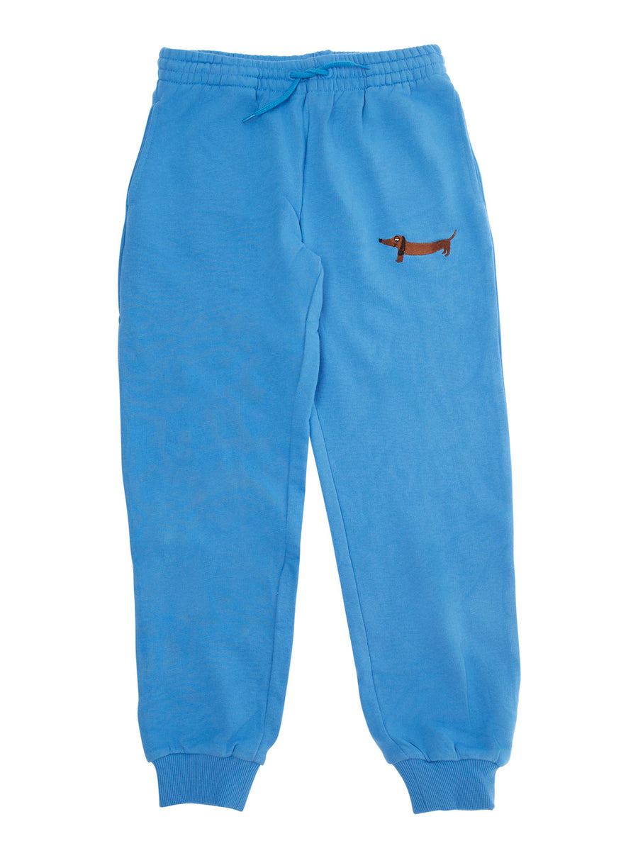 Light Blue Trousers With Front Embroidery Cotton