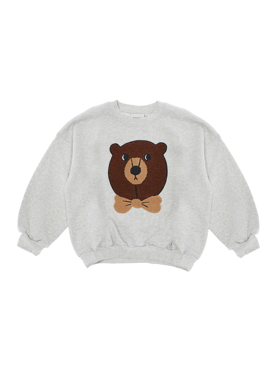 Grey Cotton Sweatshirt With Bear Patch