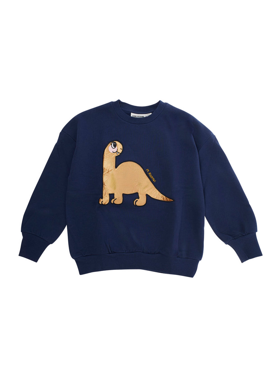Blue Sweatshirt With Dino Patch Cotton Hoods & Sweatshirts