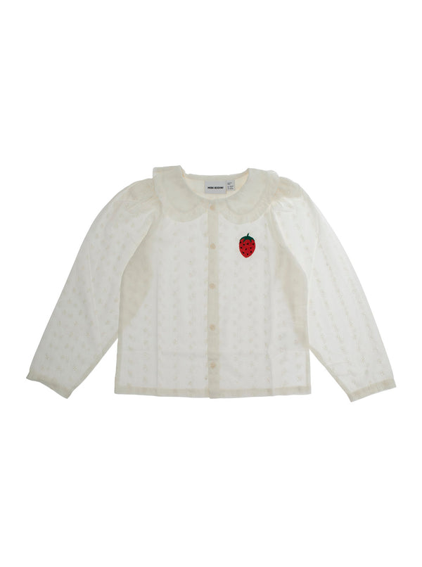 White Shirt With Peter Pan Collar Cotton Blouses And