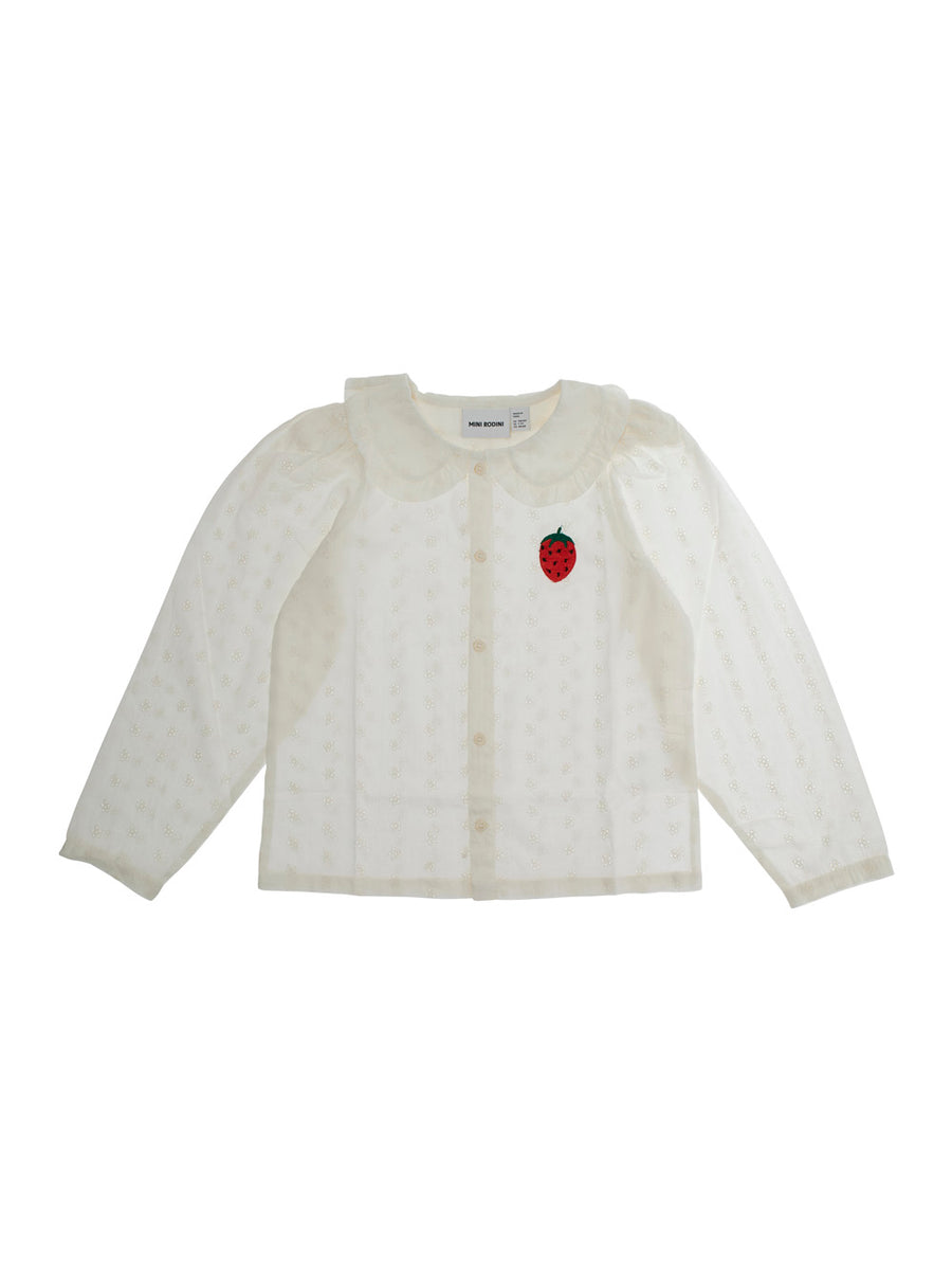 White Shirt With Peter Pan Collar Cotton Blouses And