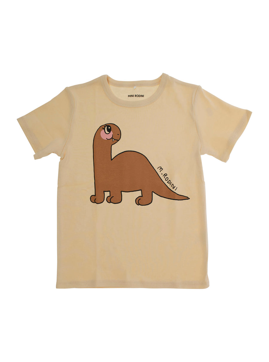 Beige Crewneck T-Shirt With Print Cotton T-shirts