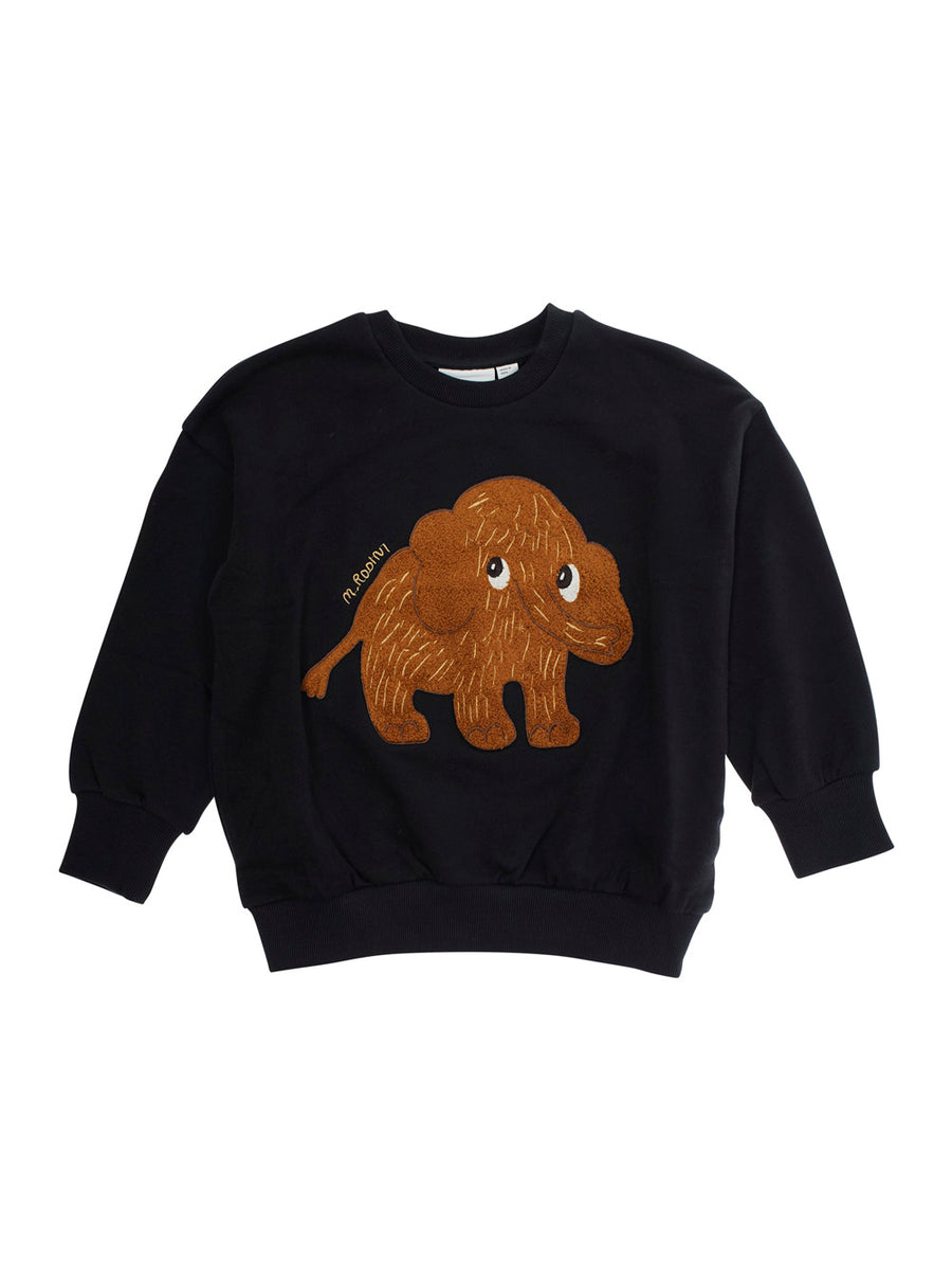 Black Sweatshirt With Maxi Logo Cotton Hoods & Sweatshirts