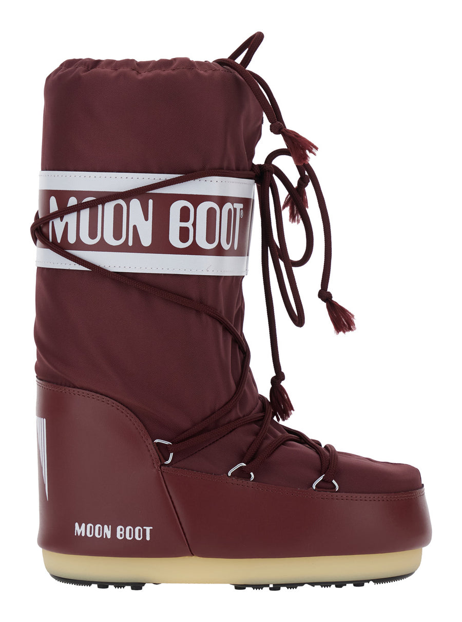 Bordeaux Snow Boots With Maxi Logo Print Polyamide