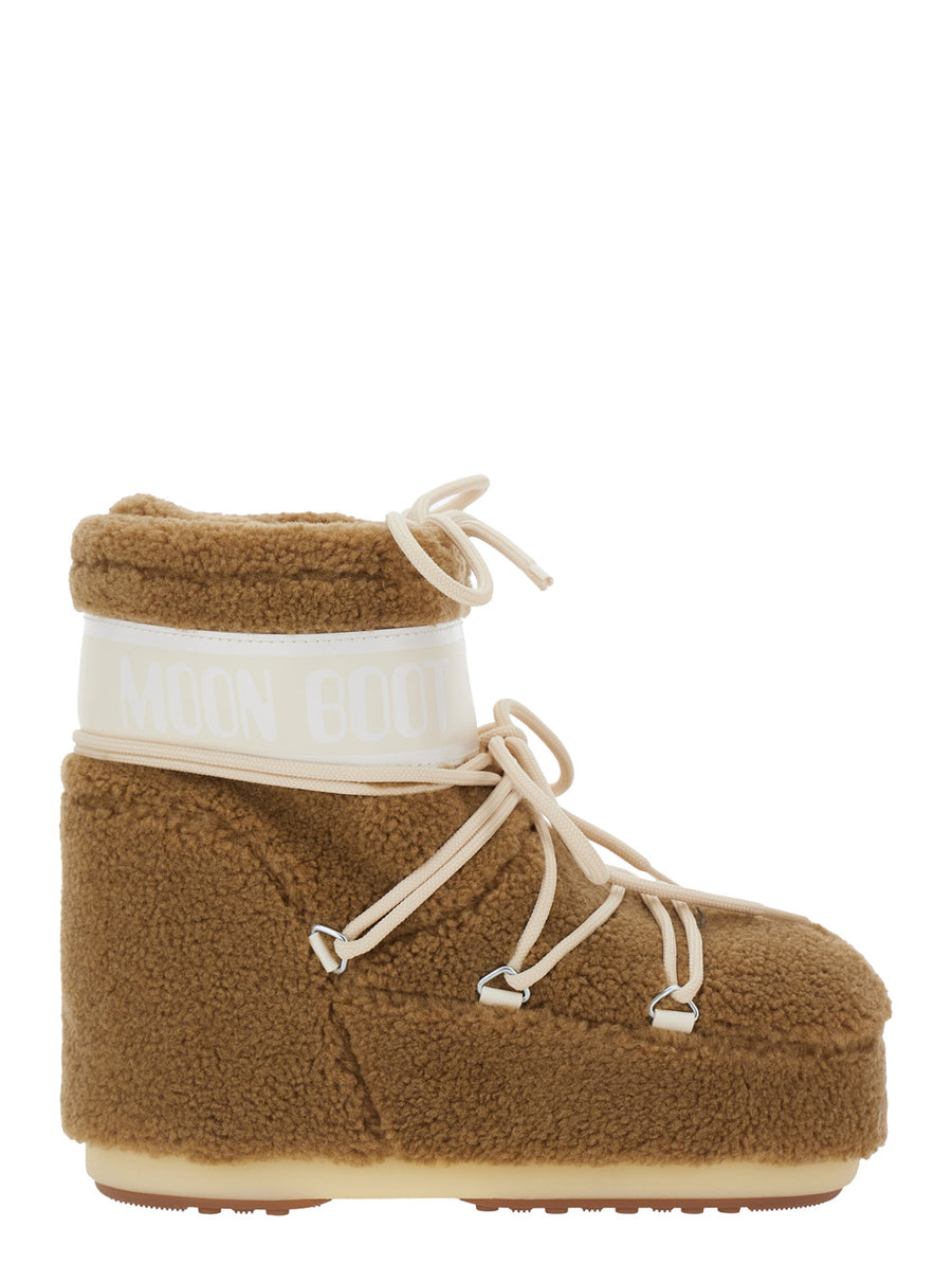 Brown Snow Ankle Boots With Maxi Logo Acrilyc