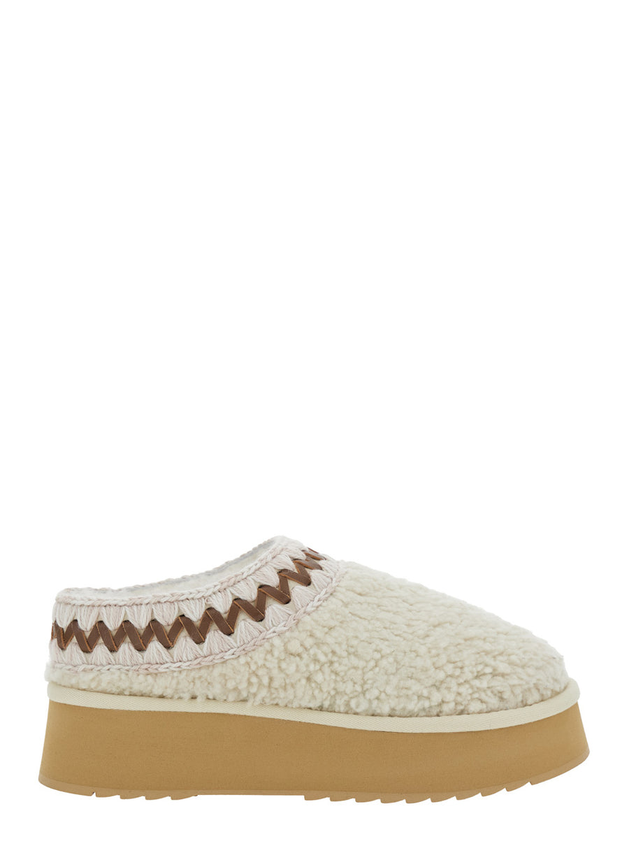 White Mules With Braided Detail Sheep