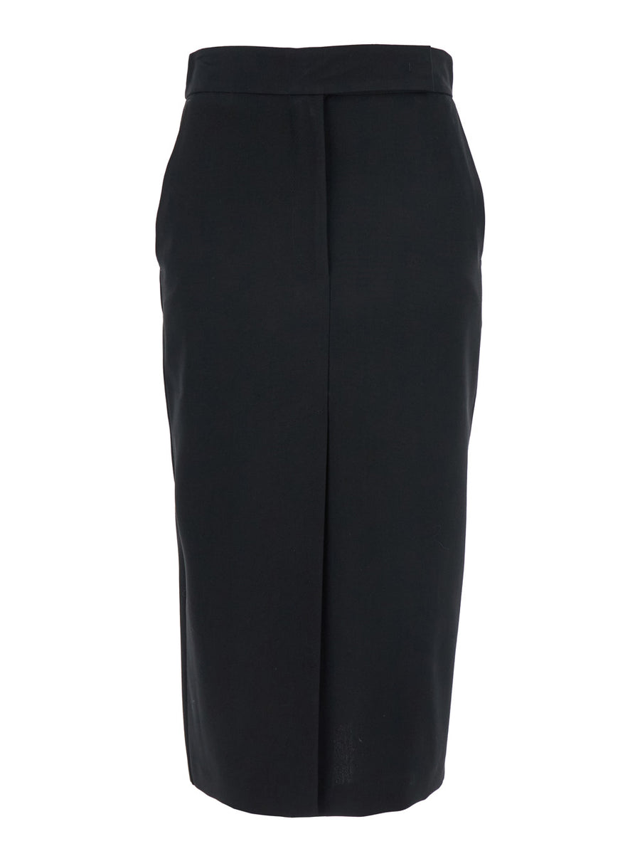 Black Long Skirt With Slits Cotton