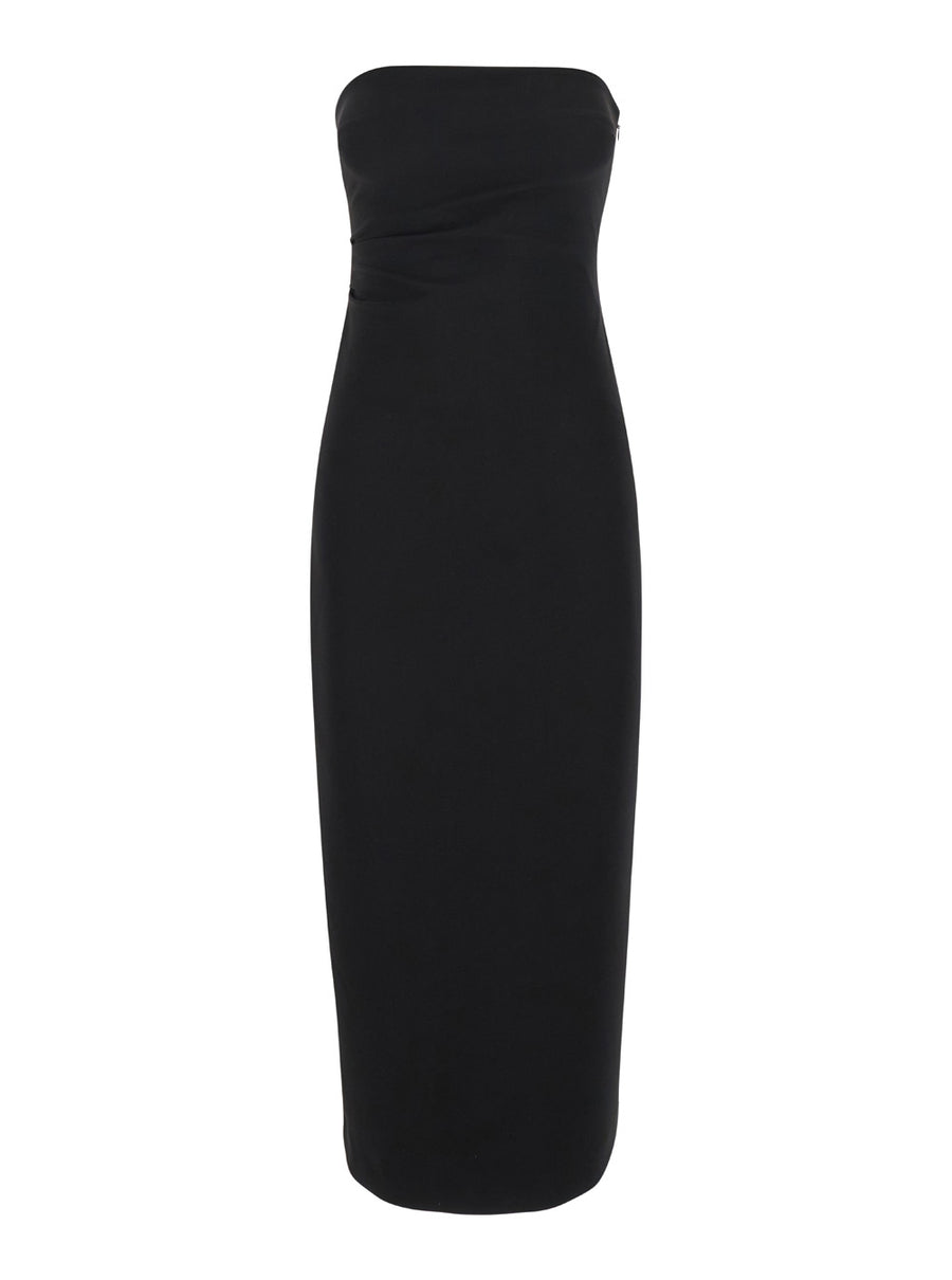Black Bustier Dress With Slit Polyester