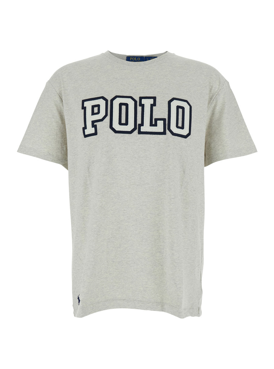 Grey Crewneck T-Shirt With Logo Cotton T-shirts