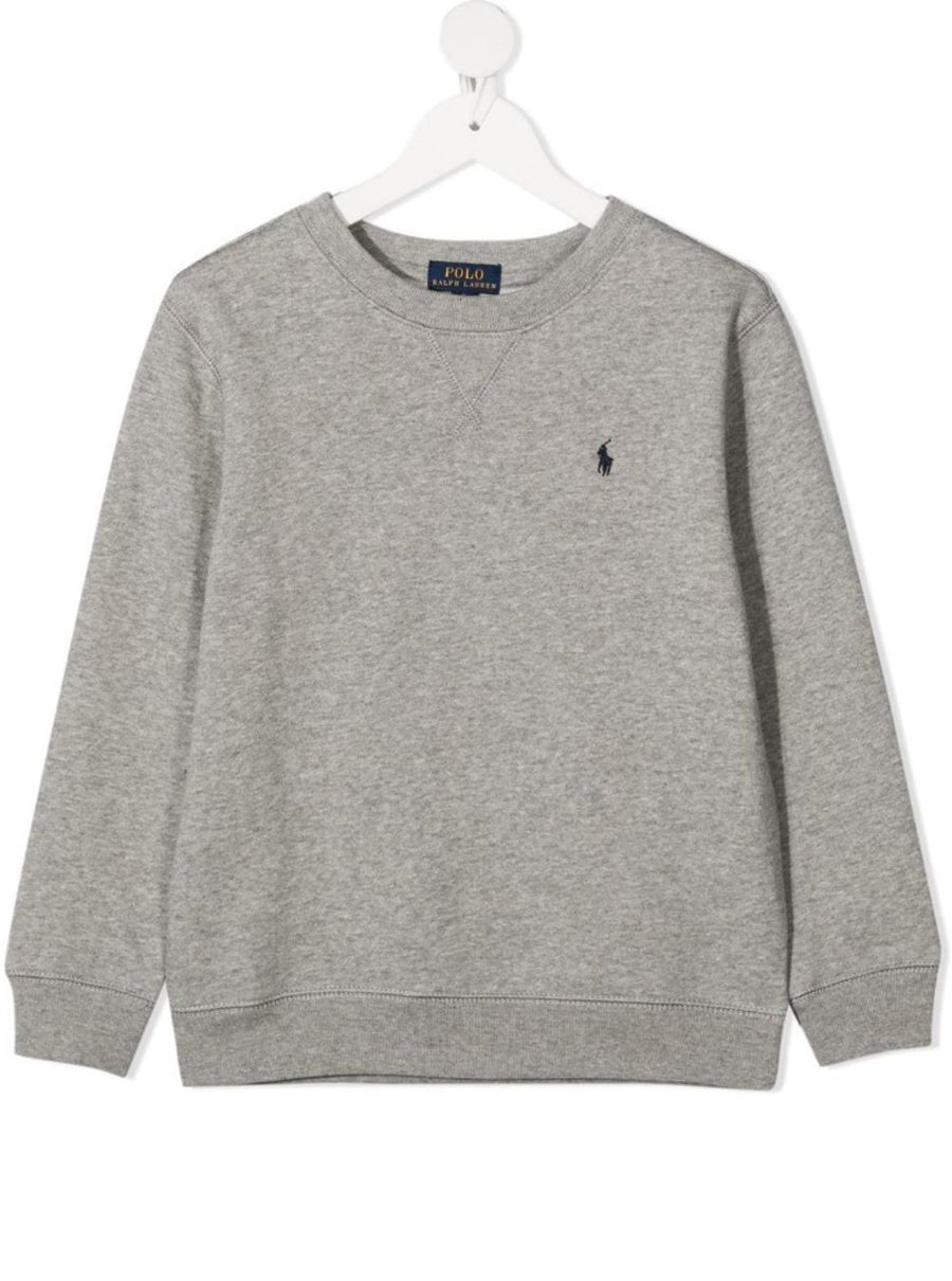 Grey Sweatshirt With Logo Cotton Hoods & Sweatshirts