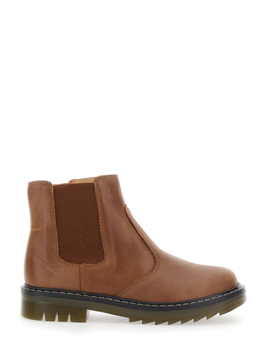 Brown Ankle Boots With Side Logo Rubber