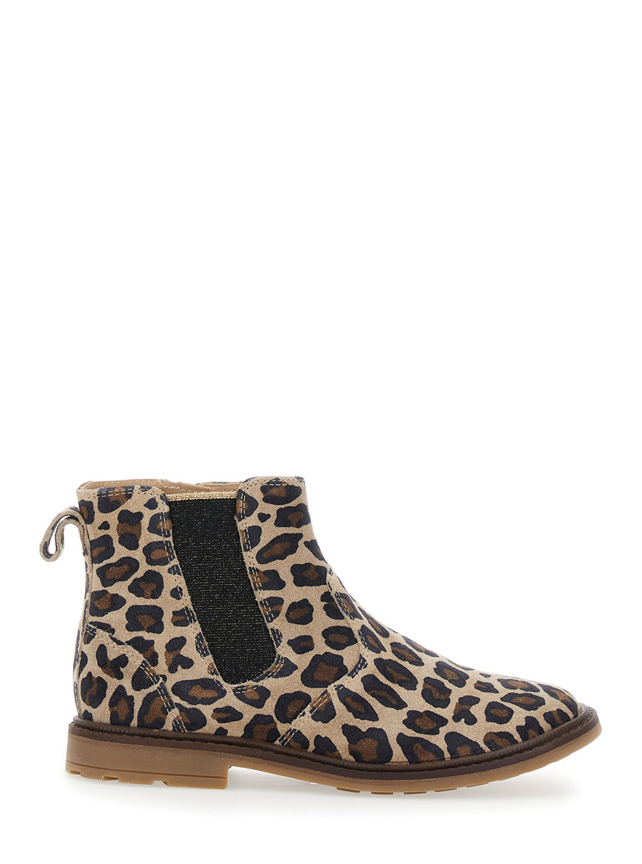 Multicolor Ankle Boots With Leopard Motif Rubber